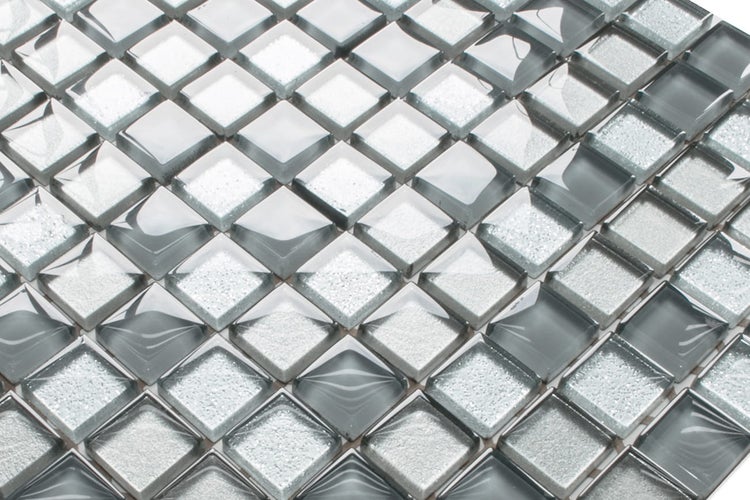 Glasmosaik auf Netz für Bad und Küche 30cm x 30cm  - Grey turtle