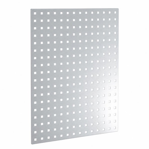 Werkzeug-Lochwand aus Metall mit quadratischer Lochung für die Wandmontage.
