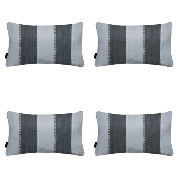 Dekokissen Banda grau - ca. 30x50 cm - 4er-Set