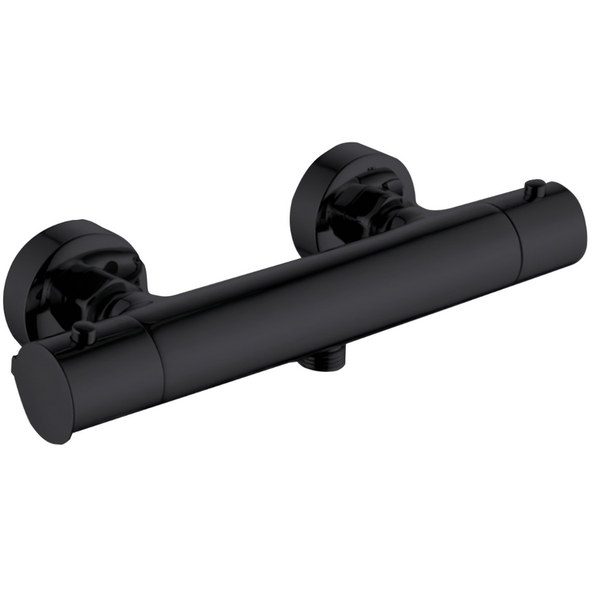 EcoRain Thermostatarmatur Charly 15 CM Anschlussabstand - Messing & Keramikscheiben - Duscharmatur - Universeller Anschluss - Korrosionsbeständig - Cooltouch - Schwarz