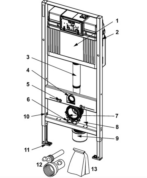 TECEprofil WC-Modul mit Uni-Spülkasten, Bauhöhe 820 mm (9300301)
