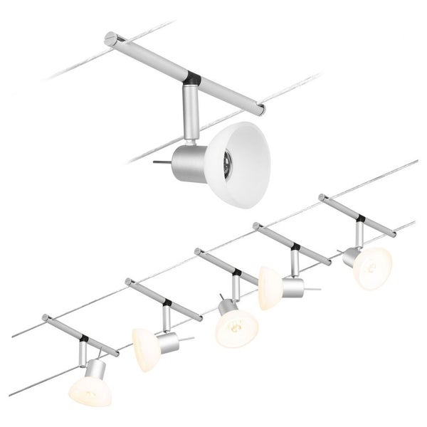 Wire Systems Set in Chrom-matt GU5,3 5-flammig mit Schrim