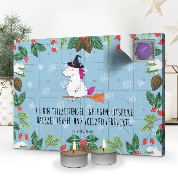 Mr. & Mrs. Panda Duftkerzen Adventskalender Einhorn Hexe - Blau Pastell