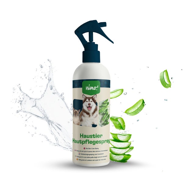 nimo® Haustier Hautpflegespray • mit Aloe Vera und Panthenol gegen Juckreiz und gereizte Haut