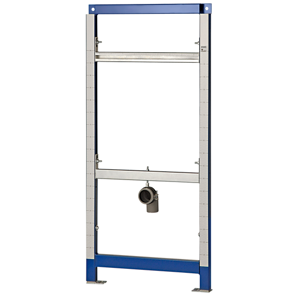 KWC Vorwandelement für Sanitärinstallationen mit integrierter Maßeinteilung und Abflussrohr.