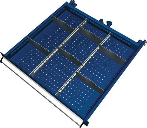 Blauer Schubladeneinsatz mit Fächern zur Aufbewahrung von Werkzeugen