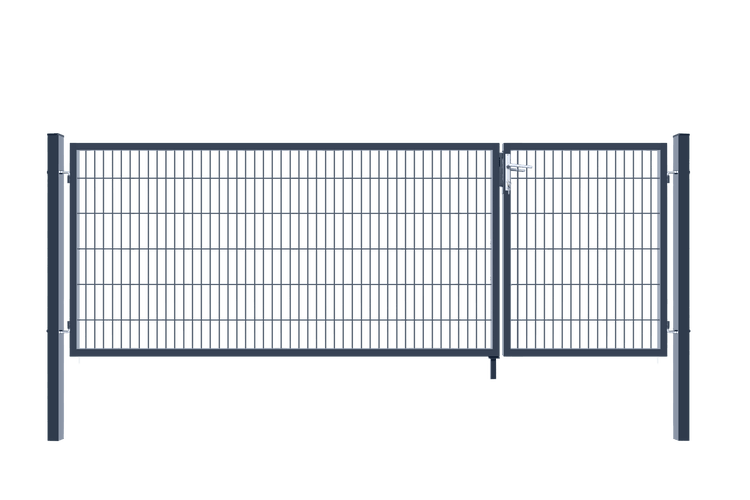 Home Deluxe - Doppelflügel Gartentor ADITUS - Anthrazit, 120 x 350 cm - inkl. Griff, Schloss, Schlüsseln und Bodenverriegelung I Gartenpforte Einfahrtstor Hoftür