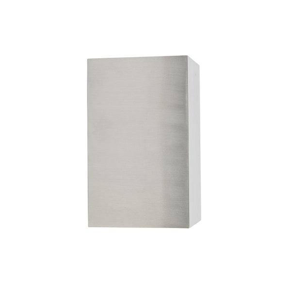Rechteckige Wandleuchte aus gebürstetem Edelstahl im modernen Design.