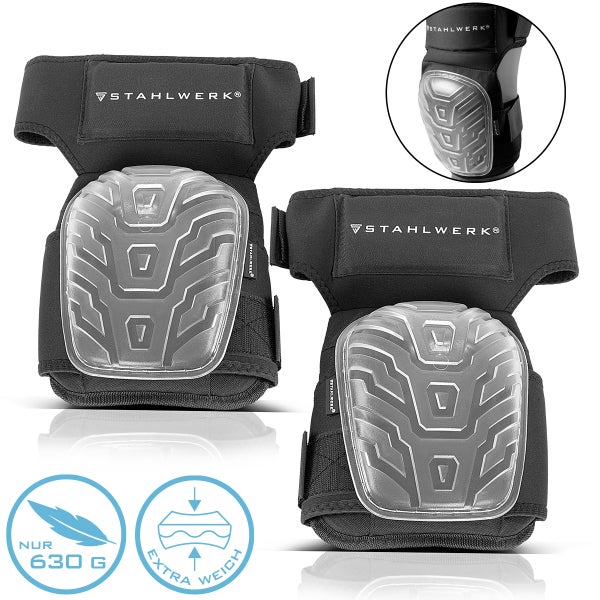 Paar Stahlwerk Knieschoner mit transparentem Schutzschild und extra weicher Polsterung