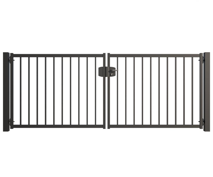 Doppeltor aus Metall mit Schloss für den Garten