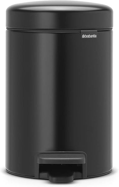 Brabantia Klassischer Tretmülleimer Mit Soft Verschluss 3 Liter HxBxT 26,4 x 16,8 x 23,5 cm Metall Metallik Schwarz