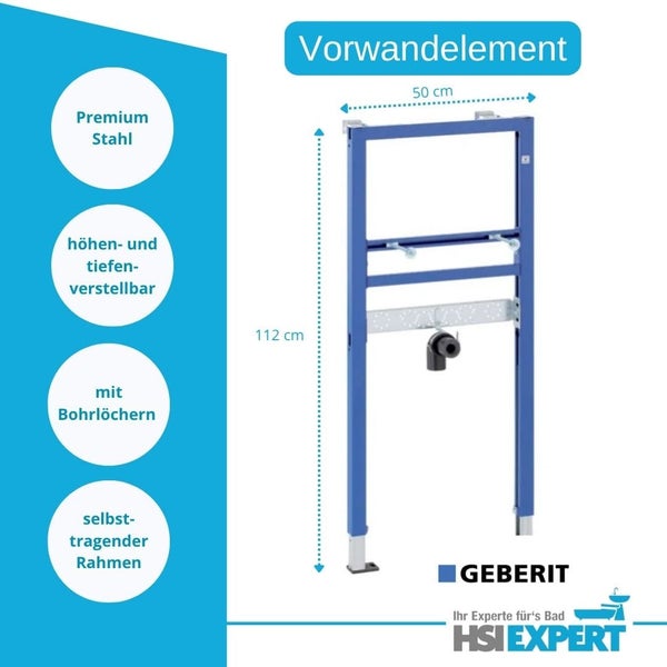 Vorwandelement aus Stahl, höhen- und tiefenverstellbar mit Bohrlöchern und selbsttragendem Rahmen