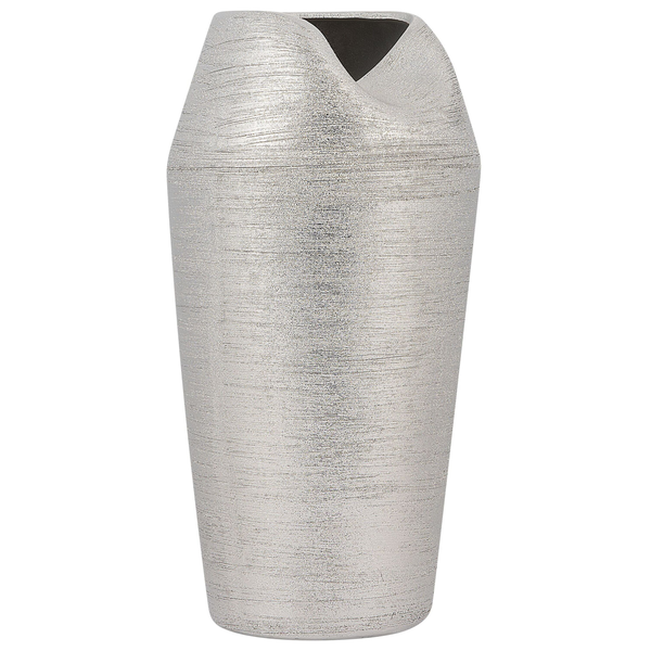 Dekovase APAMEA Steinzeug 33 cm Silber
