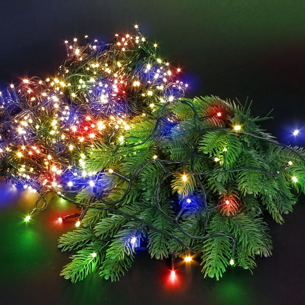 ECD Germany LED Cluster Lichterkette Bunt, 36m, 1800 LEDs, Multifunktion 8 Modi, mit Timer, Weihnachtsbeleuchtung für Innen und Außen wasserdicht IP44, Weihnachtsbaum Deko Beleuchtung 230V mit Stecker