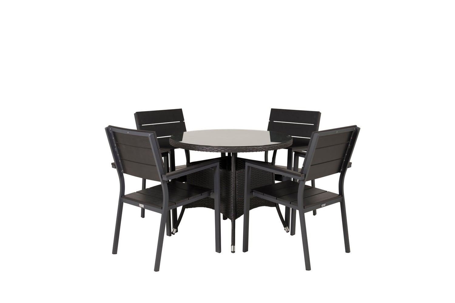 Volta Gartenset Tisch Ø90cm und 4 Stühle Levels schwarz.