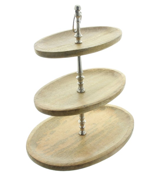 Etagere mit drei Holztabletts