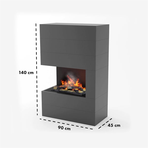GLOW FIRE Elektrokamin 'Tucholsky Left Corner' | Wasserdampf Kamin mit OMC 600 inkl. Holz in schwarz | HxBxT: 140x90x45 cm