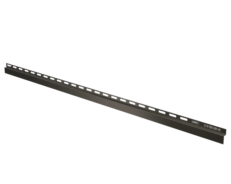 Lambro Starterprofil für Fassadenpaneele, dunkelgraue Metallleiste mit gelochtem Rand.