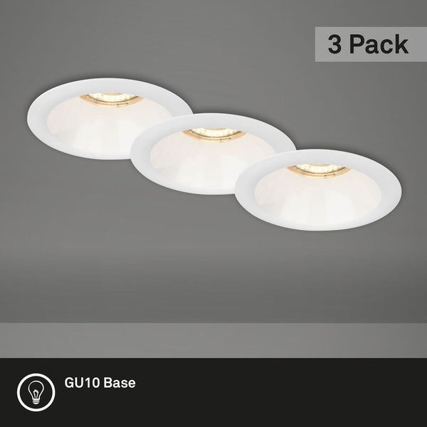 LED Einbauleuchten 3er Set GU10 versenkte Fassung IP23 weiß Ø9,5cm Briloner