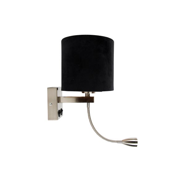 Wandleuchte mit Leselampe und schwarzem Lampenschirm