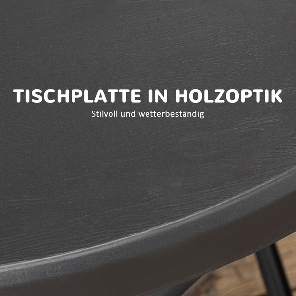 Outsunny Beistelltisch, 80L x 80B x 73H cm, Stahl, HDPE, grau