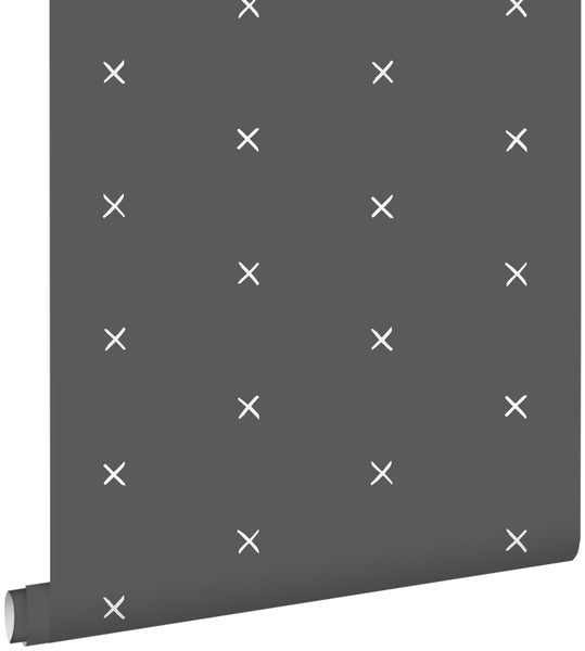 ESTAhome Tapete grafisches Motiv Grauschwarz - 53 cm x 10.05 m - 139070