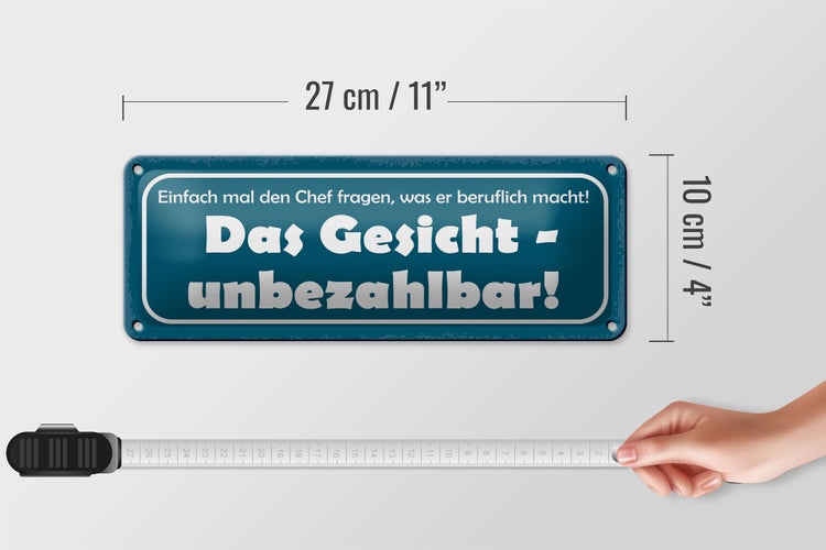 Blechschild Spruch 27x10cm Chef fragen was beruflich macht Dekoration