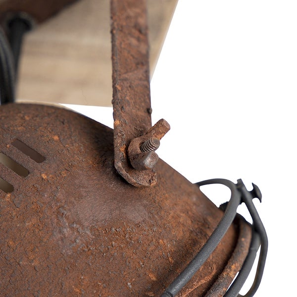 Detailaufnahme einer Rostfarbenen Deckenlampe mit Befestigung