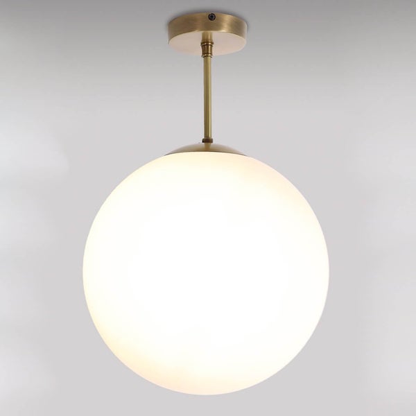 Kugelförmige Deckenleuchte aus Metall und Glas