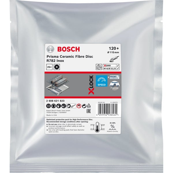 Bosch Prisma Keramikfaser Schleifscheibe R782 Inox in Schutzverpackung