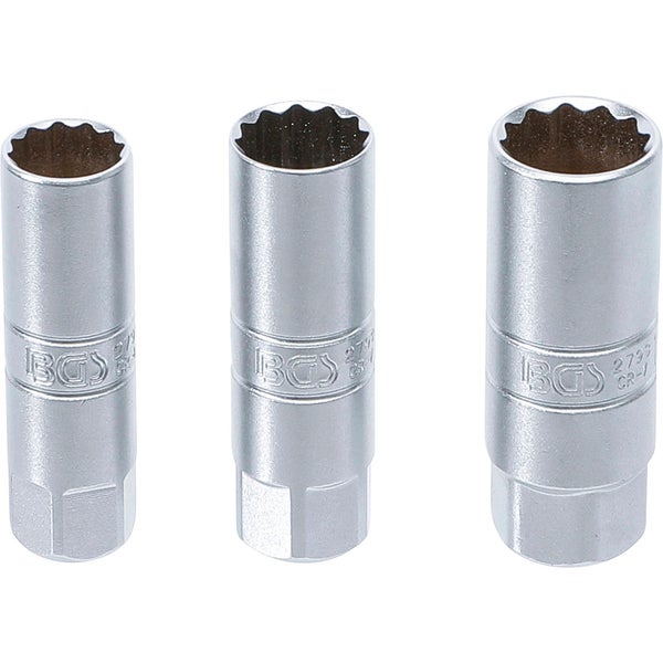 BGS Zündkerzen-Einsatz-Satz Zwölfkant Antrieb Innenvierkant 10 mm (3/8) SW 14 - 16 - 18 mm 3tlg. - 6858