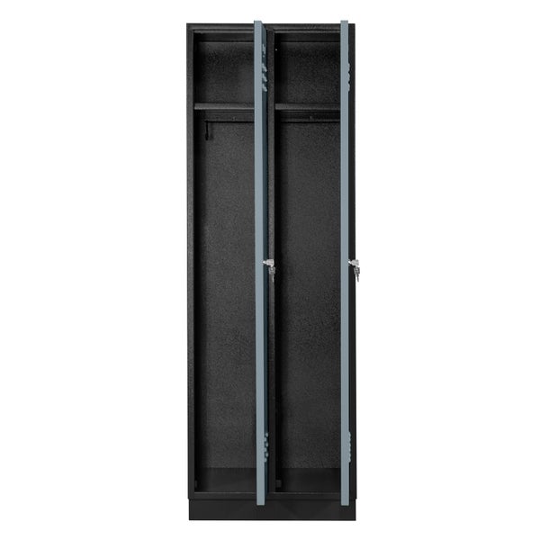 PROREGAL Garderobenschrank Ermine mit 2 Türen | HxBxT 178x60x50cm | Anthrazitgrau/Silbergrau | Spind, Aufbewahrungsspind, Arbeitsschrank