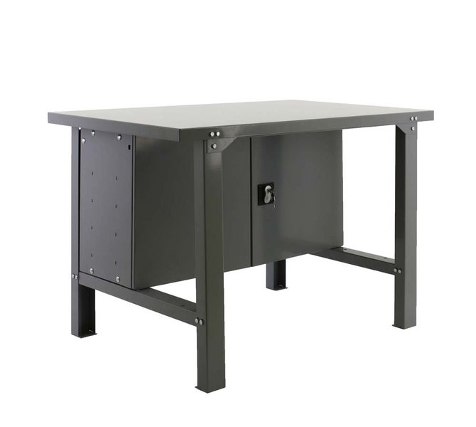 PROREGAL Werkbank Buffalo Metal mit Schrank HxBxT 83 x 120 x 73 cm Traglast 600 kg Grau