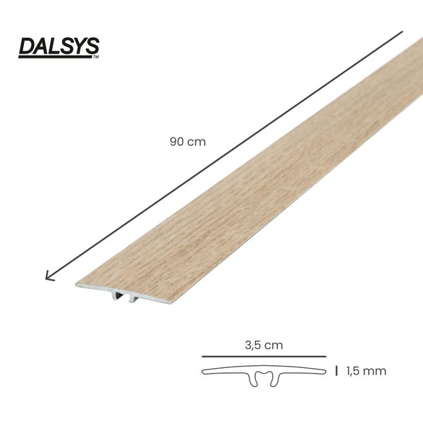 Dalsys Logo, Übergangsprofil Holzoptik, Länge 90 Zentimeter, Breite 3,5 Zentimeter, Stärke 1,5 Millimeter.
