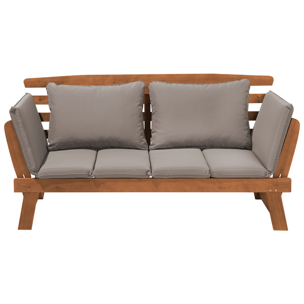 Gartenbank mit Auflage PORTICI 210 cm Eukalyptusholz Hellbraun / Taupe