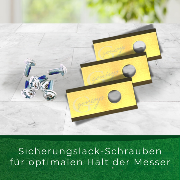 Genisys Titan Ersatz Messer Klingen kompatibel mit LUX-TOOLS Mähroboter A-RMR-300-24 - LongLife - 1-Loch bruchsicher [DIN EN 50636 geprüft] 9 Stück