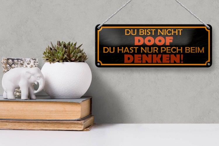 Blechschild Spruch 27x10cm du bist nicht doof du nur Pech Dekoration