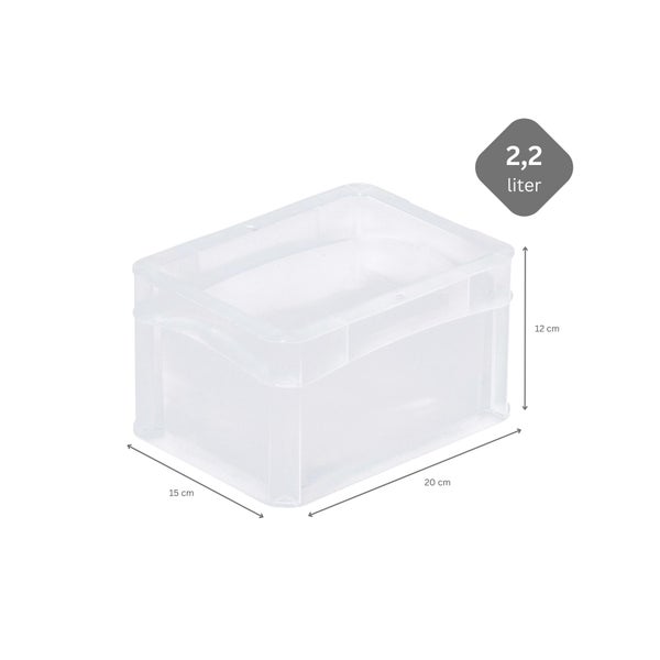 PROREGAL SuperSparSet 20 x Transparenter Eurobehälter BasicLine Mit Geschlossenem Griff und Klickdeckel HxBxT 12 x 15 x 20 cm 2,2 Liter Eurobox