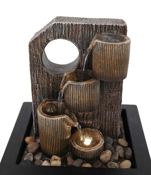 Zimmerbrunnen Tischbrunnen FoCoppe antik braun Led 26 cm 10971