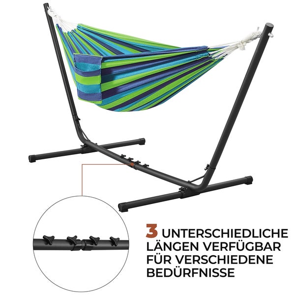 Hängematte mit Gestell und drei einstellbaren Längen