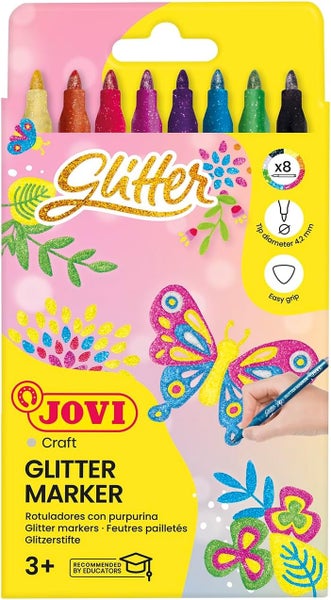 JOVI Faserschreiber ergonomic glitter, 8er Set