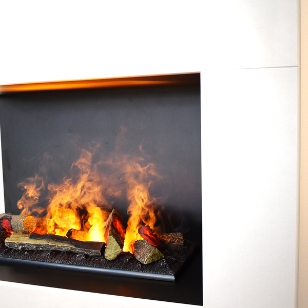 GLOW FIRE Elektrokamin 'Tucholsky Left Corner' | Wasserdampf Kamin mit OMC 600 inkl. Holz in weiß  | HxBxT: 140x90x45 cm