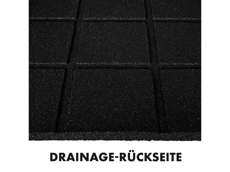 FLOORDIREKT Fallschutzmatte - Elastikmatte - Fallschutzplatte mit Drainage - Schwarz - 50 x 50 x 2,5 cm