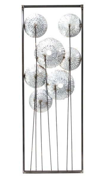 FRANK FLECHTWAREN | Bild Metallic-Blumen, METALL, 34,5 x 2,5 x 95 cm