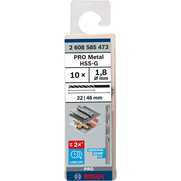 Bosch PRO Metal HSS-G Spiralbohrer 1,8 x 22 x 46 mm - 2608585473