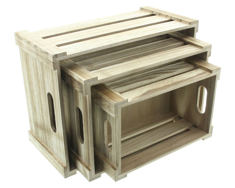 FRANK FLECHTWAREN | Holzkiste Basic, 3er Set, PAULOWNIA, 27,5 x 17,5 x 14 cm, 32,5 x 22,5 x 16 cm, 37,5 x 27,5 x 18 cm