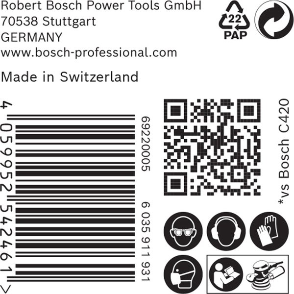 Bosch 50x Expert C470 Schleifpapier mit 8 Löchern für Exzenterschleifer 125 mm G 40 - 2608900908