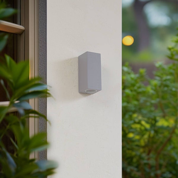Lucande Wandleuchte außen Xava (Modern) in Alu aus Aluminium (2 flammig, GU10) - Außenwandleuchten Wandlampe Led Außenlampe Outdoor für Außenwand/Hauswand Haus Terrasse & Balkon