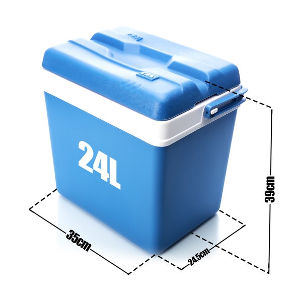 BigDean Kühlbox 24 Liter blau/weiß - Isolierbox mit bis zu 11 Std. Kühlung - Thermobox aus Kunststoff - Outdoor Kühltasche für Camping, Grillen, Picknick & Garten