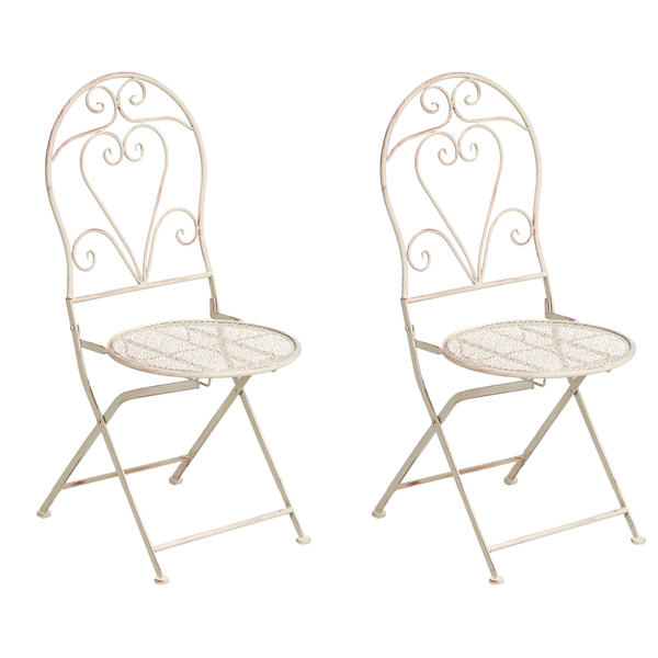 Gartenstuhl 2er Set FOLELLI klappbar Metall Hellbeige